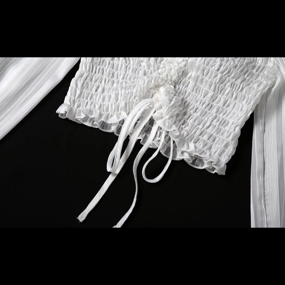 New sweet romantic blouse sweetheart neck crop top - Picture 4 of 4